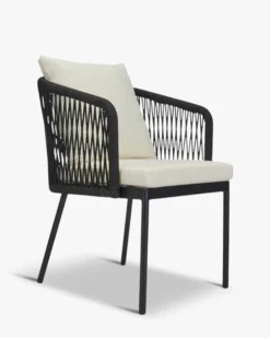 Chaise de jardin, Assise blanc écru, cordage & métal noir Santa Monica