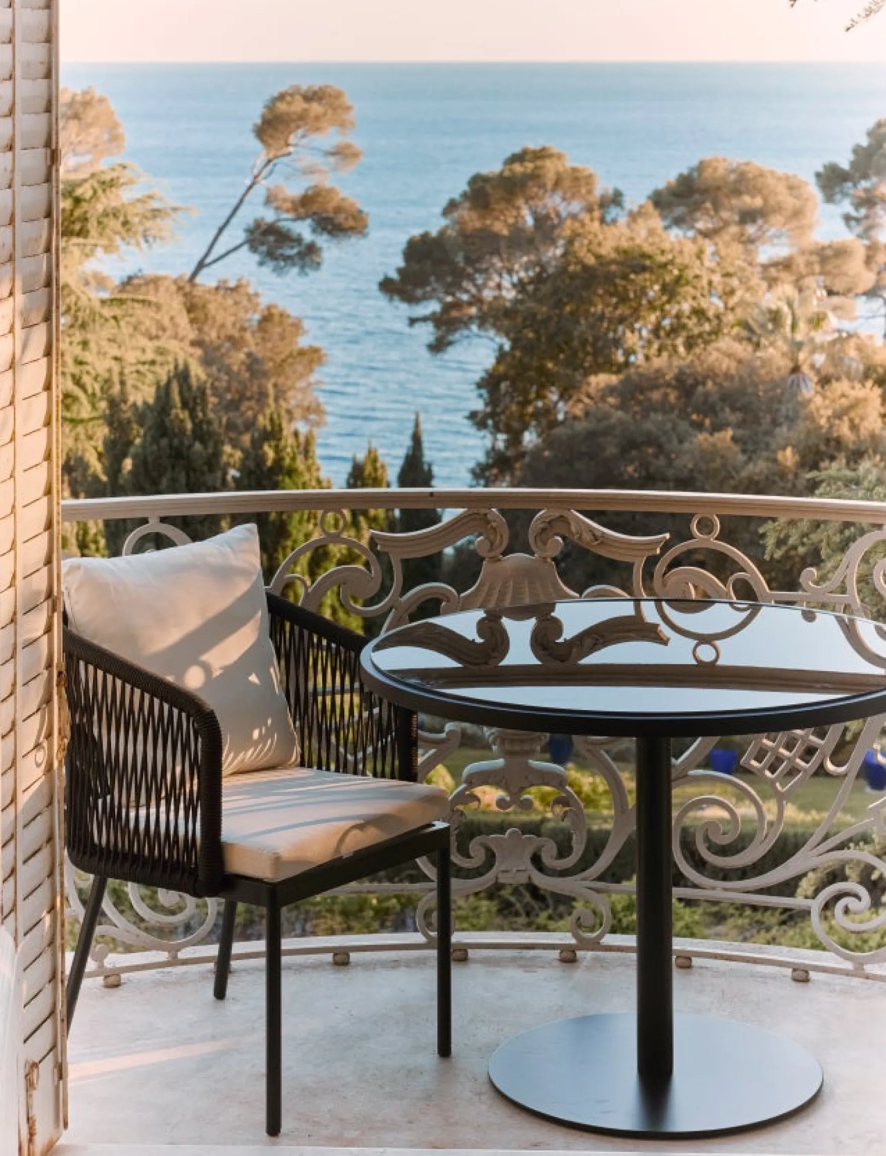 Chaise de jardin, Assise blanc écru, cordage & métal noir Santa Monica