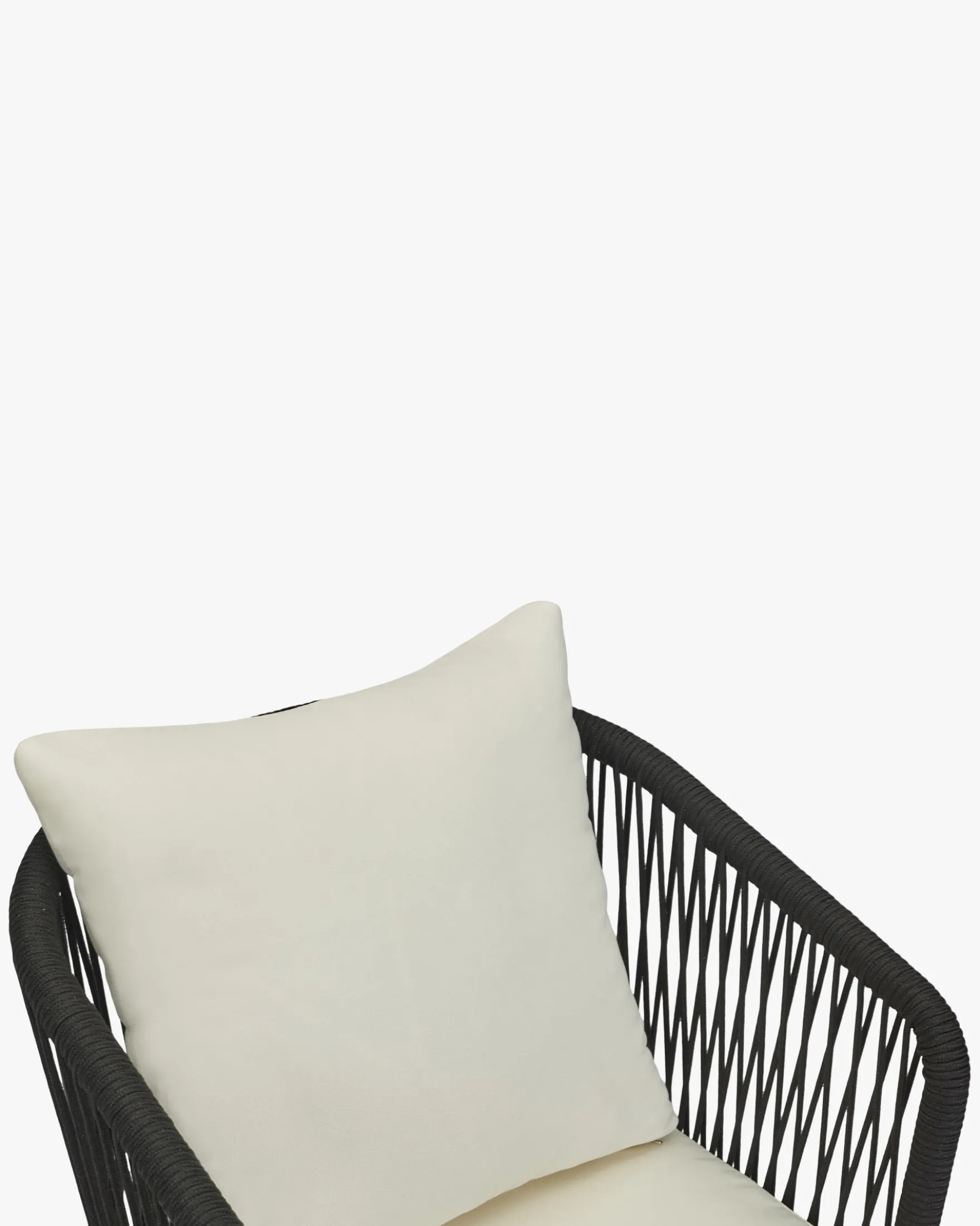Chaise de jardin, Assise blanc écru, cordage & métal noir Santa Monica