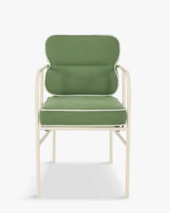 Chaise de jardin avec accoudoirs, Vert prairie & métal beige Maddalena