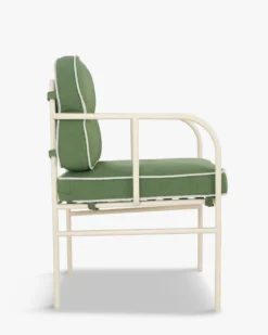 Chaise de jardin avec accoudoirs, Vert prairie & métal beige Maddalena