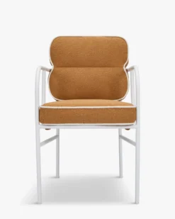 Chaise de jardin avec accoudoirs, Marron sienne & métal blanc Maddalena