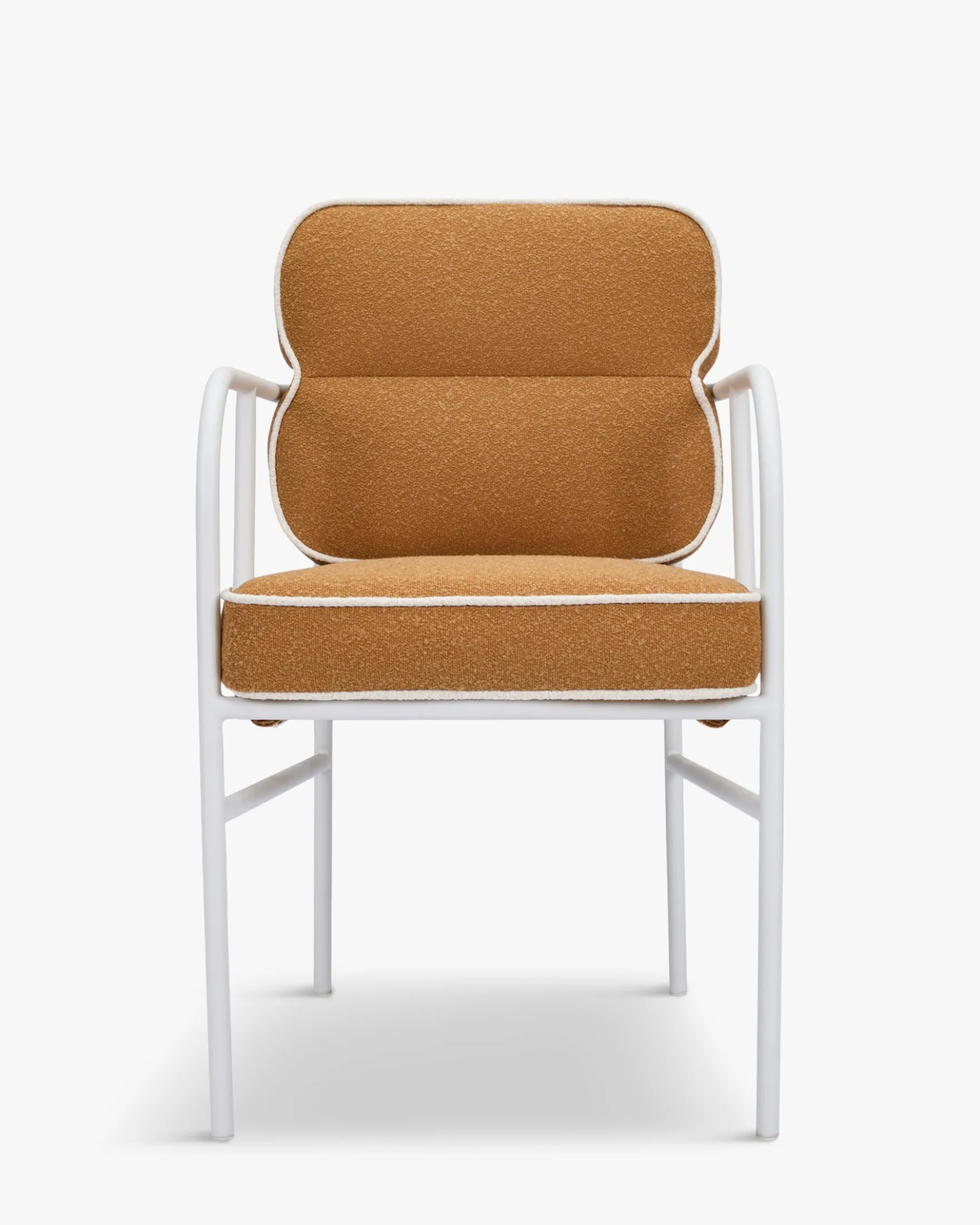 Chaise de jardin avec accoudoirs, Marron sienne & métal blanc Maddalena