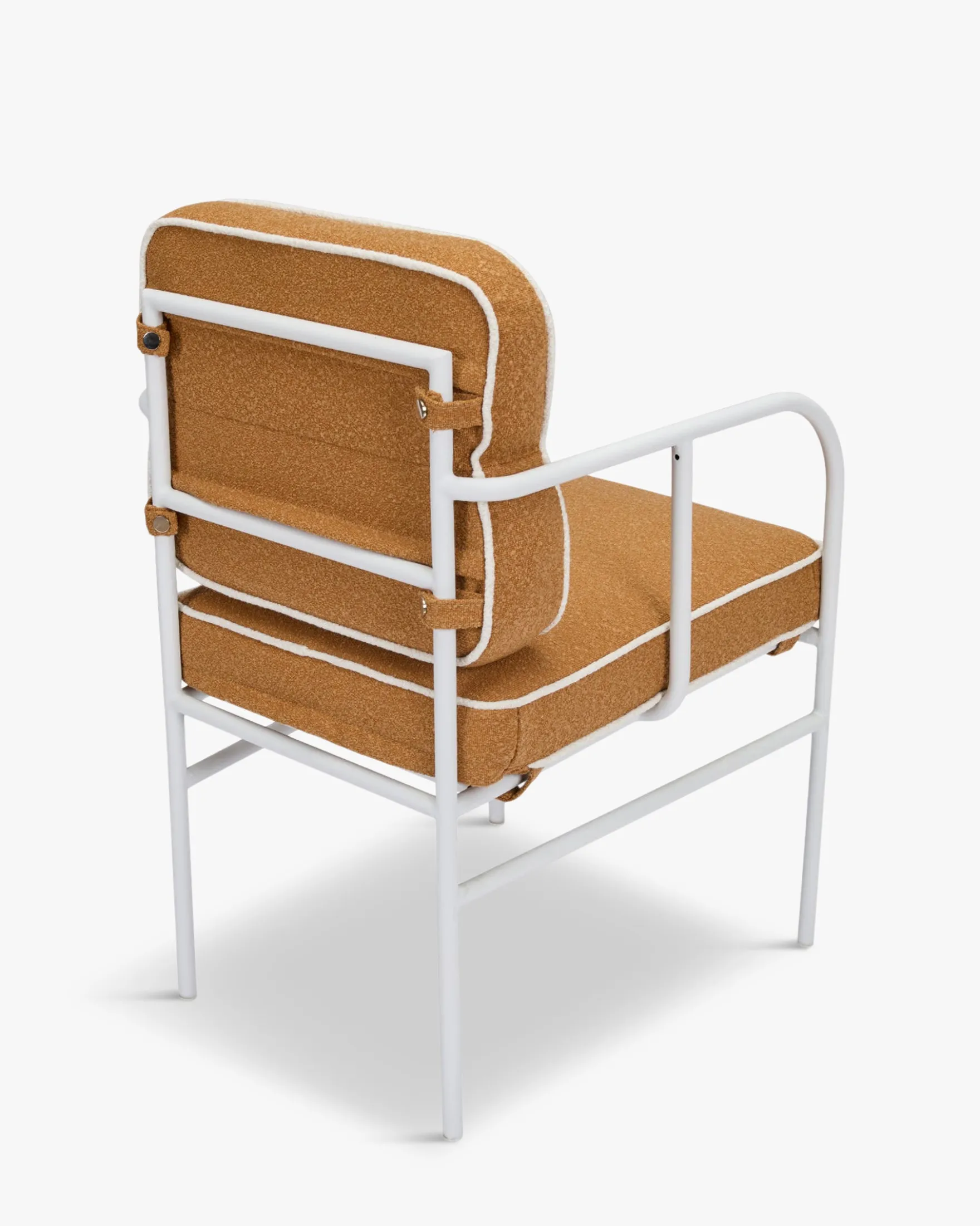 Chaise de jardin avec accoudoirs, Marron sienne & métal blanc Maddalena