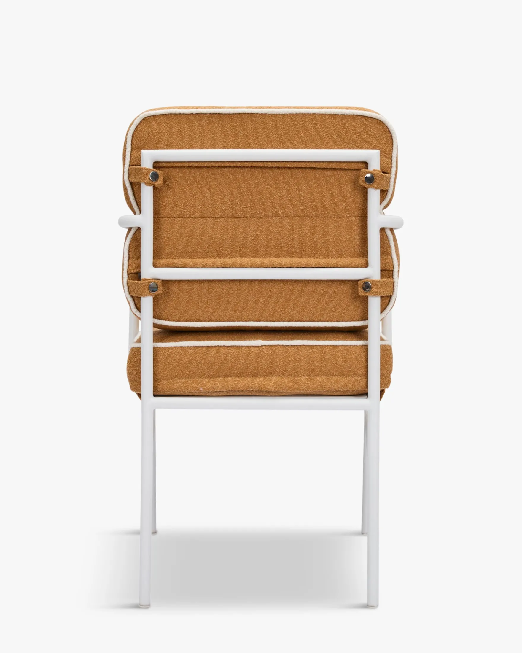 Chaise de jardin avec accoudoirs, Marron sienne & métal blanc Maddalena