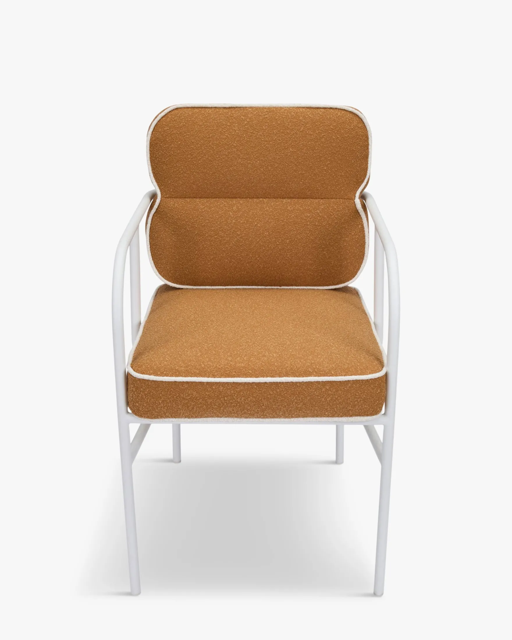 Chaise de jardin avec accoudoirs, Marron sienne & métal blanc Maddalena