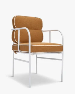 Chaise de jardin avec accoudoirs, Marron sienne & métal blanc Maddalena
