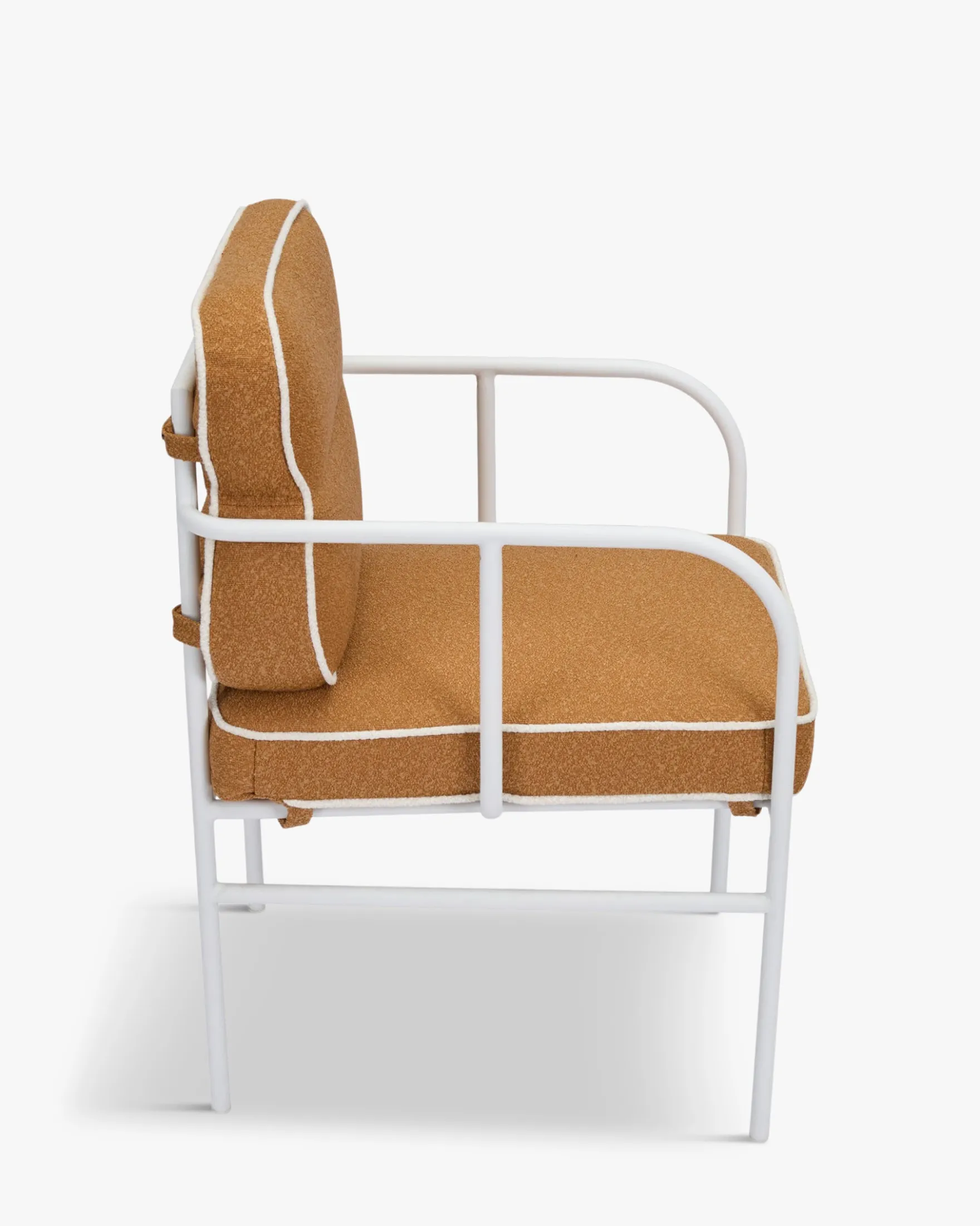 Chaise de jardin avec accoudoirs, Marron sienne & métal blanc Maddalena
