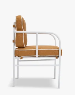 Chaise de jardin avec accoudoirs, Marron sienne & métal blanc Maddalena