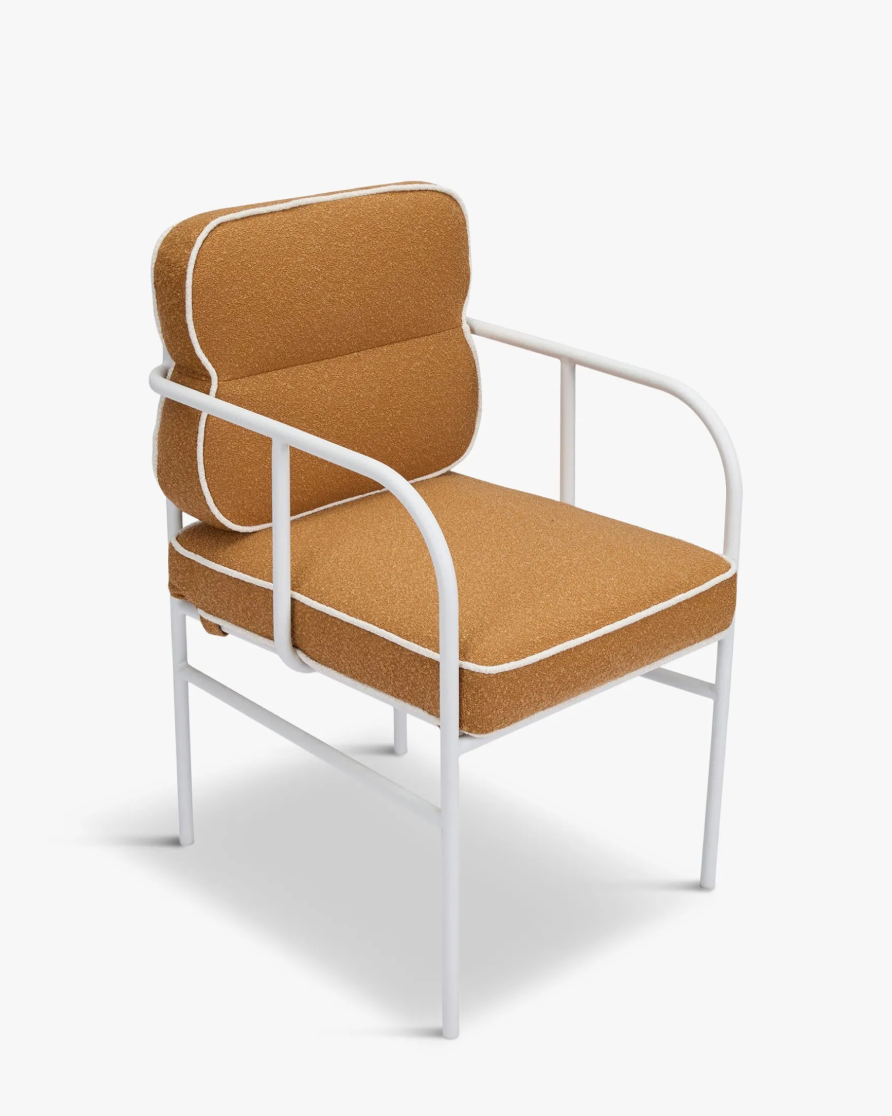 Chaise de jardin avec accoudoirs, Marron sienne & métal blanc Maddalena