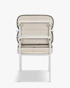 Chaise de jardin avec accoudoirs, Beige bouclé, vert sauge & métal blanc Maddalena