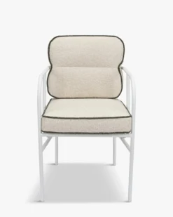 Chaise de jardin avec accoudoirs, Beige bouclé, vert sauge & métal blanc Maddalena