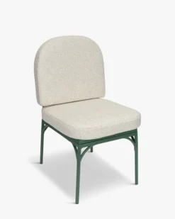 Chaise de jardin, Beige bouclé & métal vert eucalyptus Bonifacio
