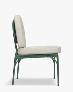 Chaise de jardin, Beige bouclé & métal vert eucalyptus Bonifacio