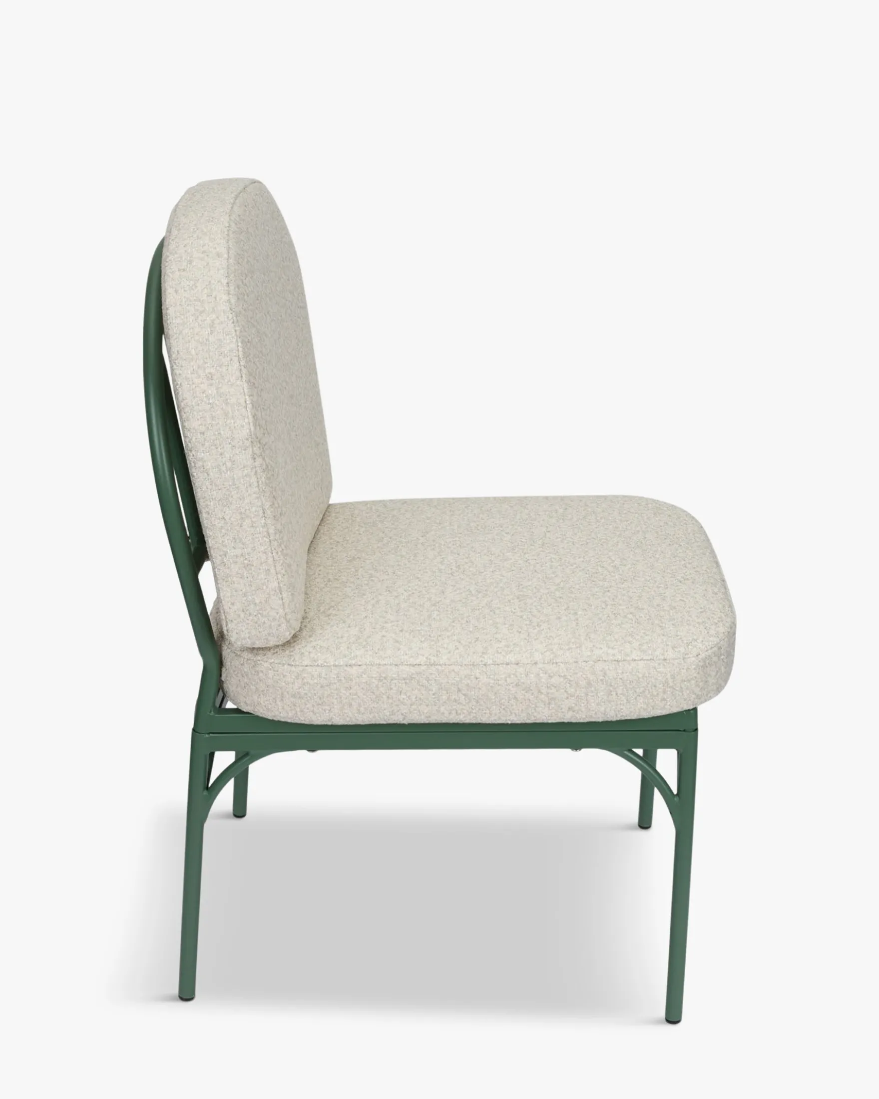 Chaise de jardin, Beige bouclé & métal vert eucalyptus Bonifacio