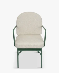 Chaise de jardin, Beige bouclé & métal vert eucalyptus Bonifacio