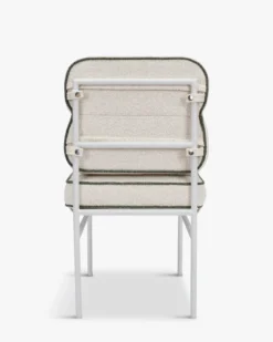 Chaise de jardin, Beige bouclé, vert sauge & métal blanc Maddalena