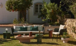 Chaise de jardin, Blanc écru, cordage noir & métal noir, 65x85 Hamptons
