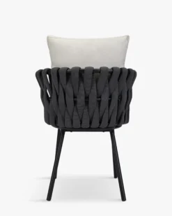 Chaise de jardin, Blanc écru, cordage noir & métal noir, 65x85 Hamptons