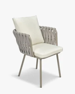 Chaise de jardin, Blanc écru cordage & métal, 65x85 Hamptons