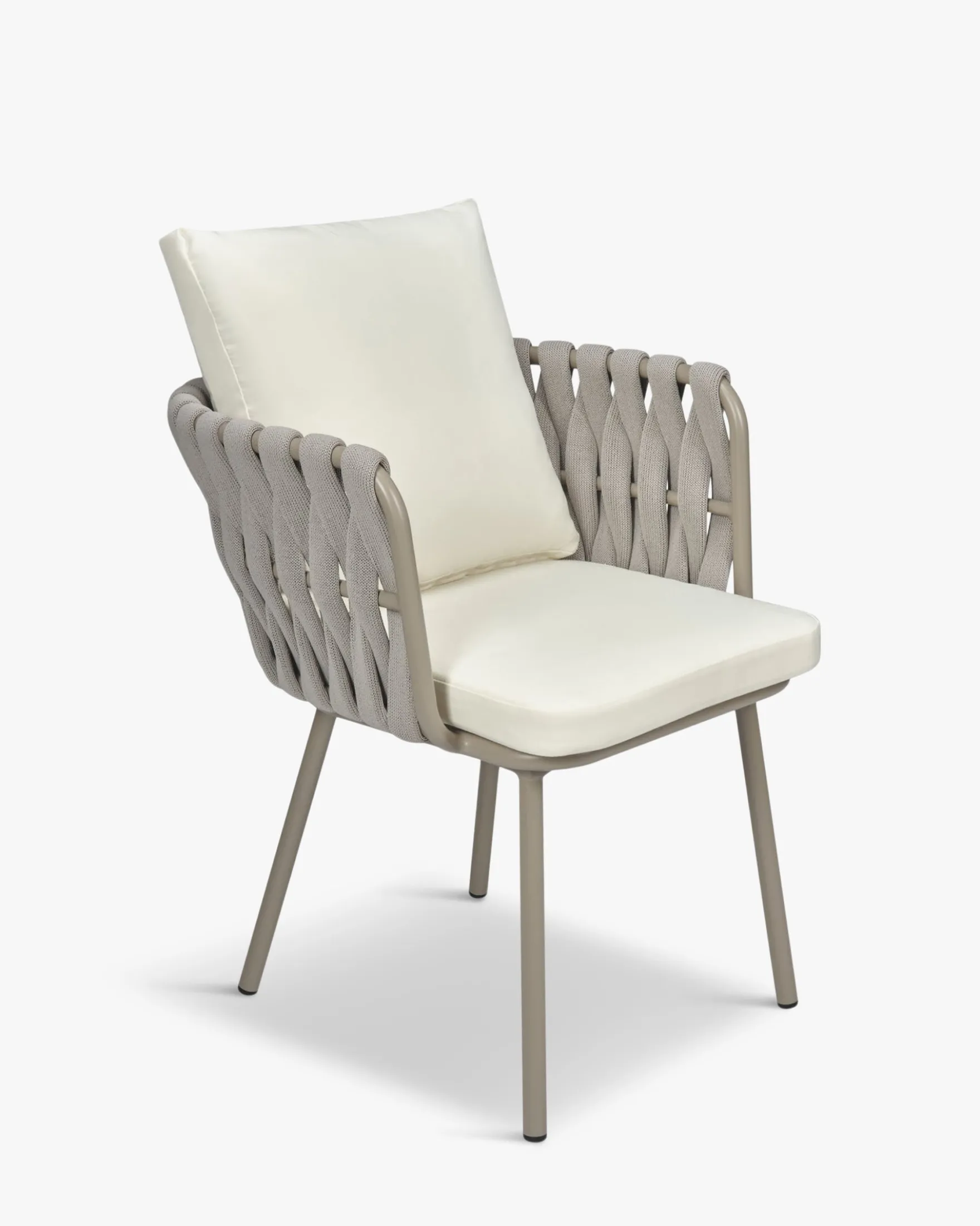 Chaise de jardin, Blanc écru cordage & métal, 65x85 Hamptons