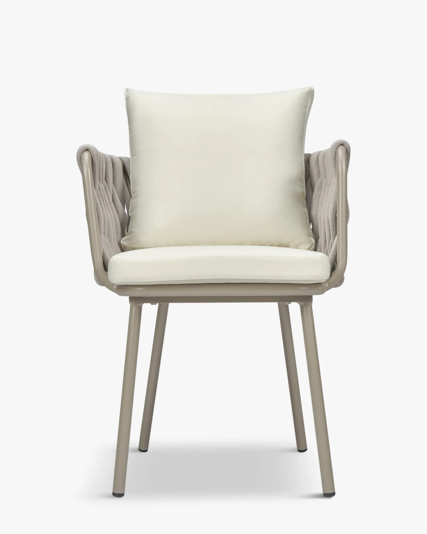 Chaise de jardin, Blanc écru cordage & métal, 65x85 Hamptons