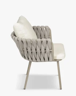 Chaise de jardin, Blanc écru cordage & métal, 65x85 Hamptons