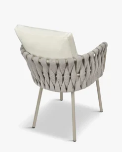 Chaise de jardin, Blanc écru cordage & métal, 65x85 Hamptons