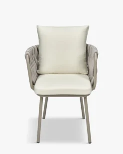 Chaise de jardin, Blanc écru cordage & métal, 65x85 Hamptons