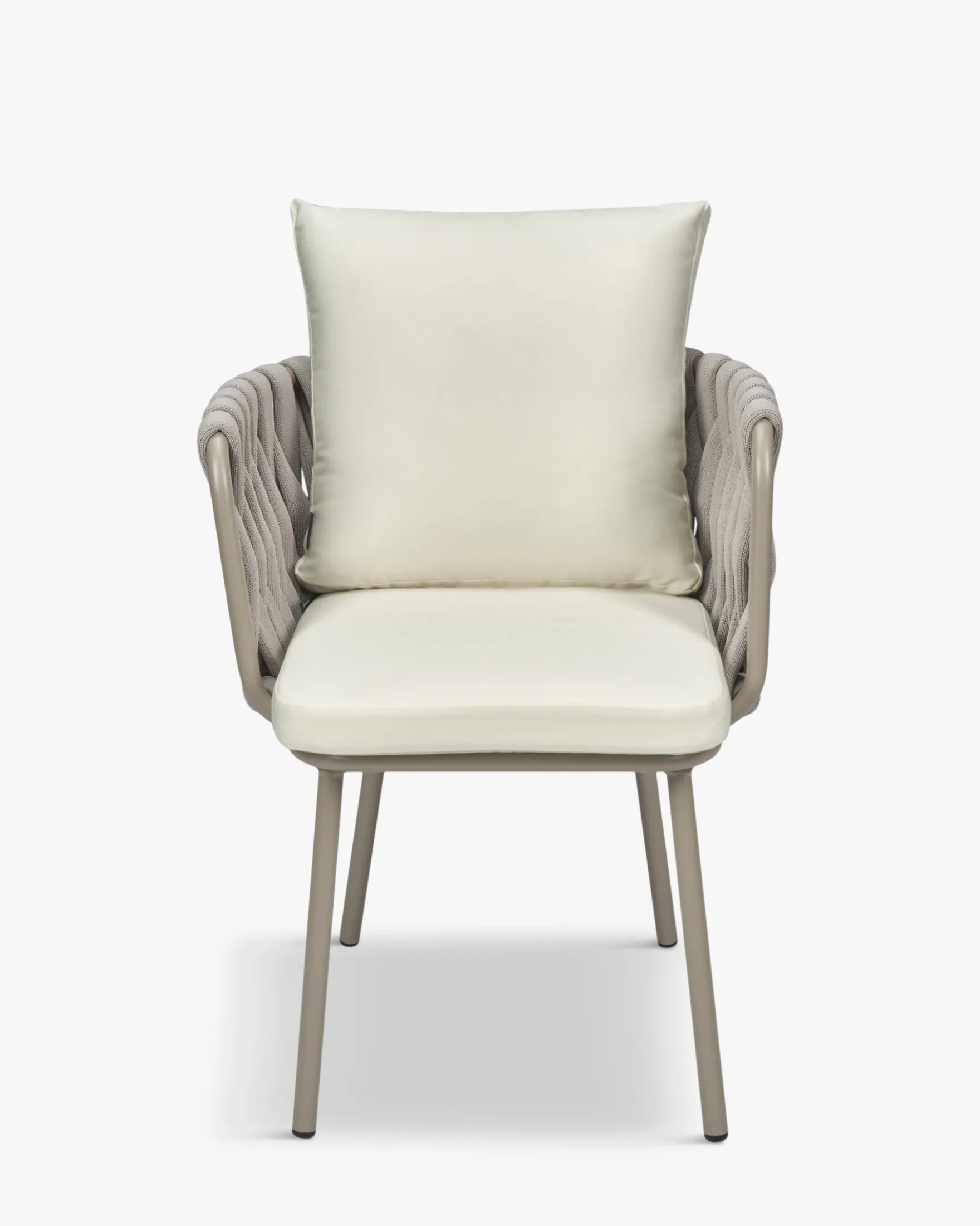 Chaise de jardin, Blanc écru cordage & métal, 65x85 Hamptons