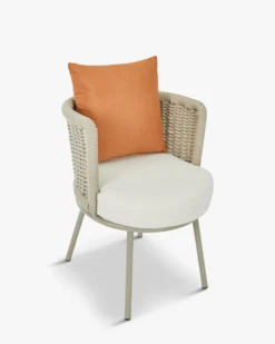 Chaise de jardin, Blanc/terracotta waterproof & métal taupe Florentino