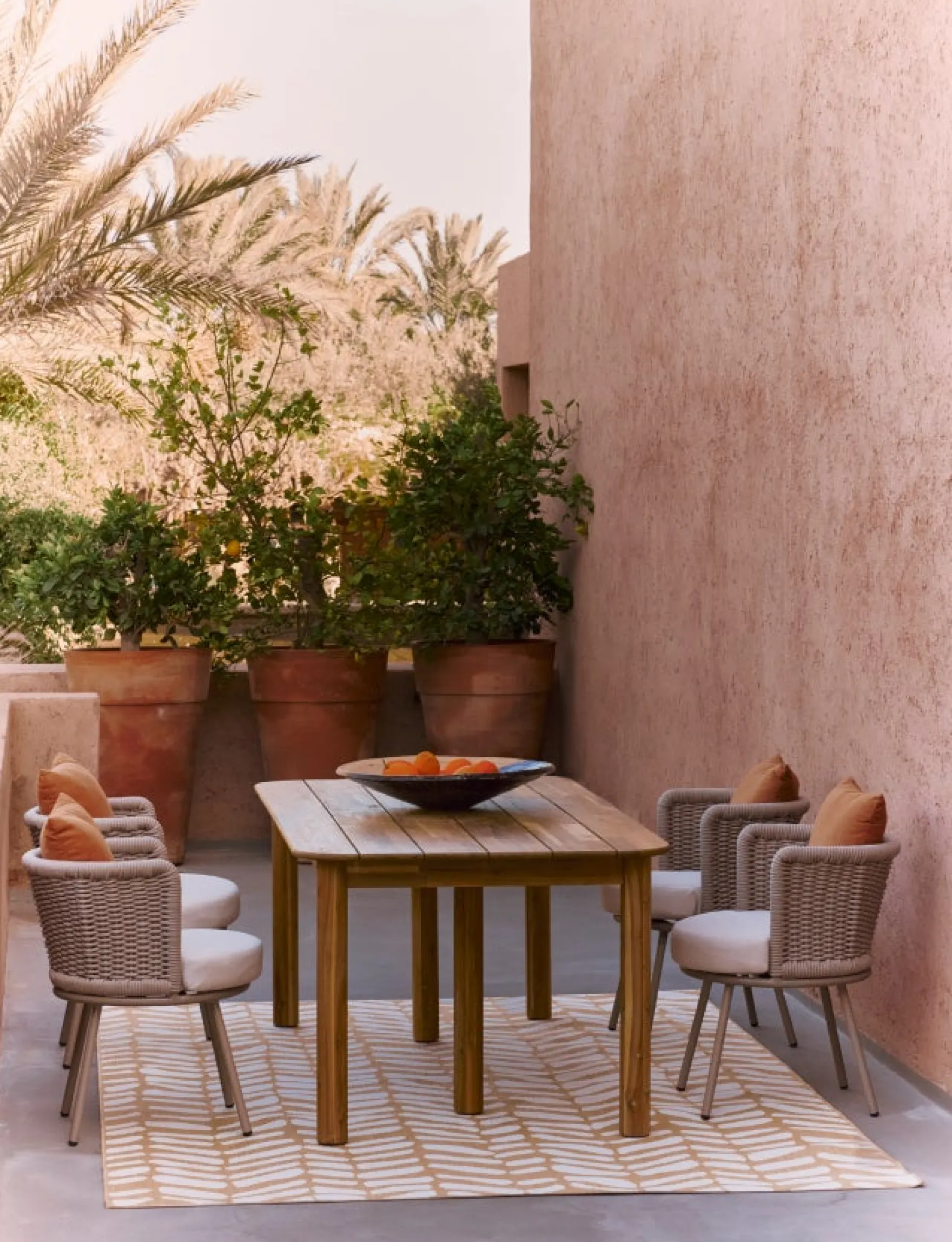 Chaise de jardin, Blanc/terracotta waterproof & métal taupe Florentino