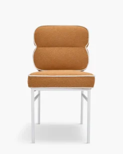 Chaise de jardin, Marron sienne & métal blanc Maddalena