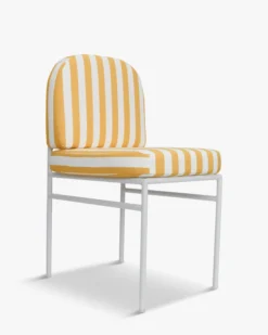 Chaise de jardin, Rayé jaune & métal blanc Lampedusa