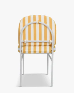 Chaise de jardin, Rayé jaune & métal blanc Lampedusa