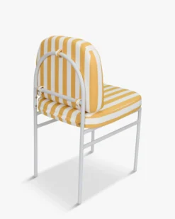 Chaise de jardin, Rayé jaune & métal blanc Lampedusa