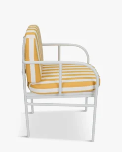 Chaise de jardin, Rayé jaune & métal blanc Lampedusa