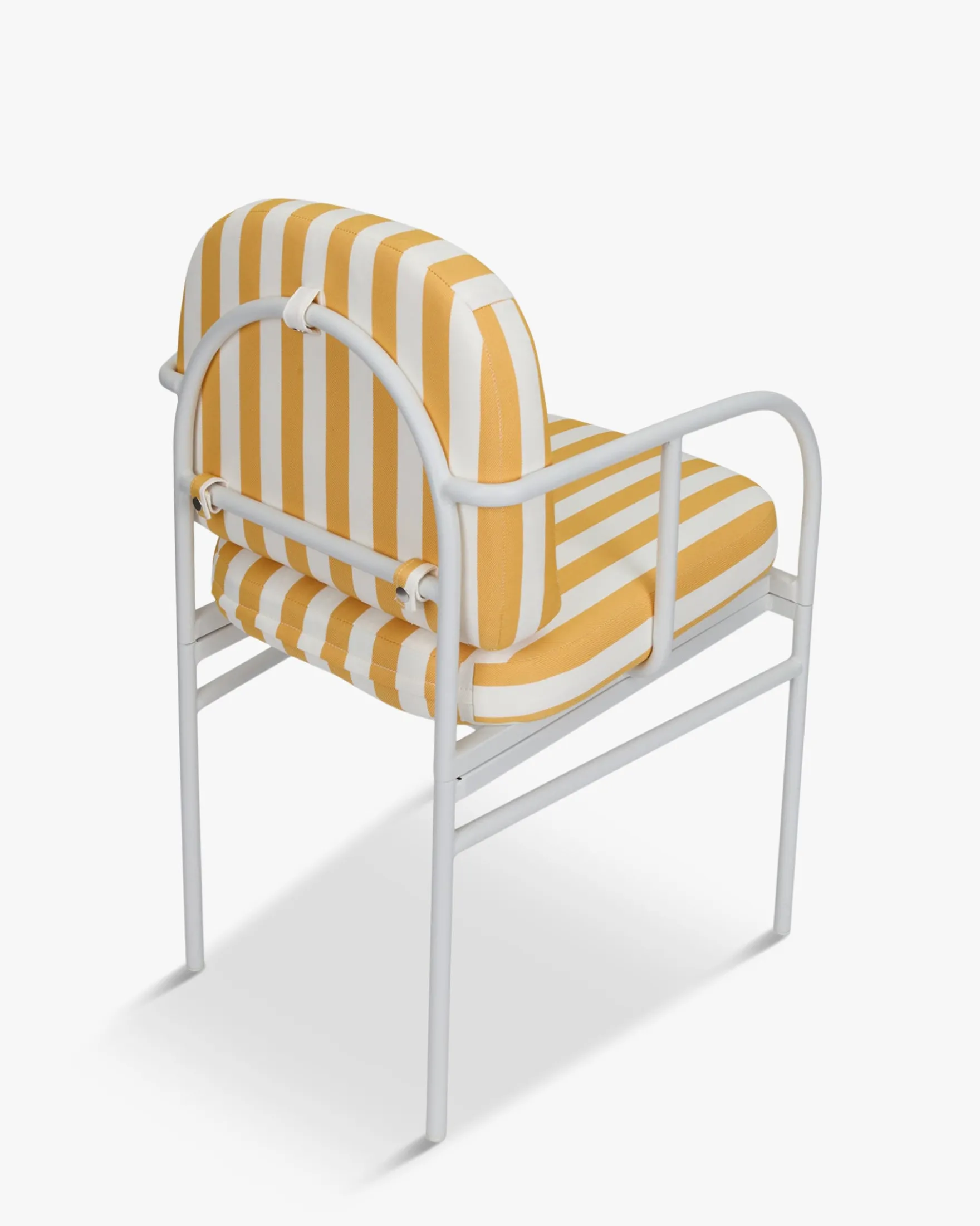 Chaise de jardin, Rayé jaune & métal blanc Lampedusa