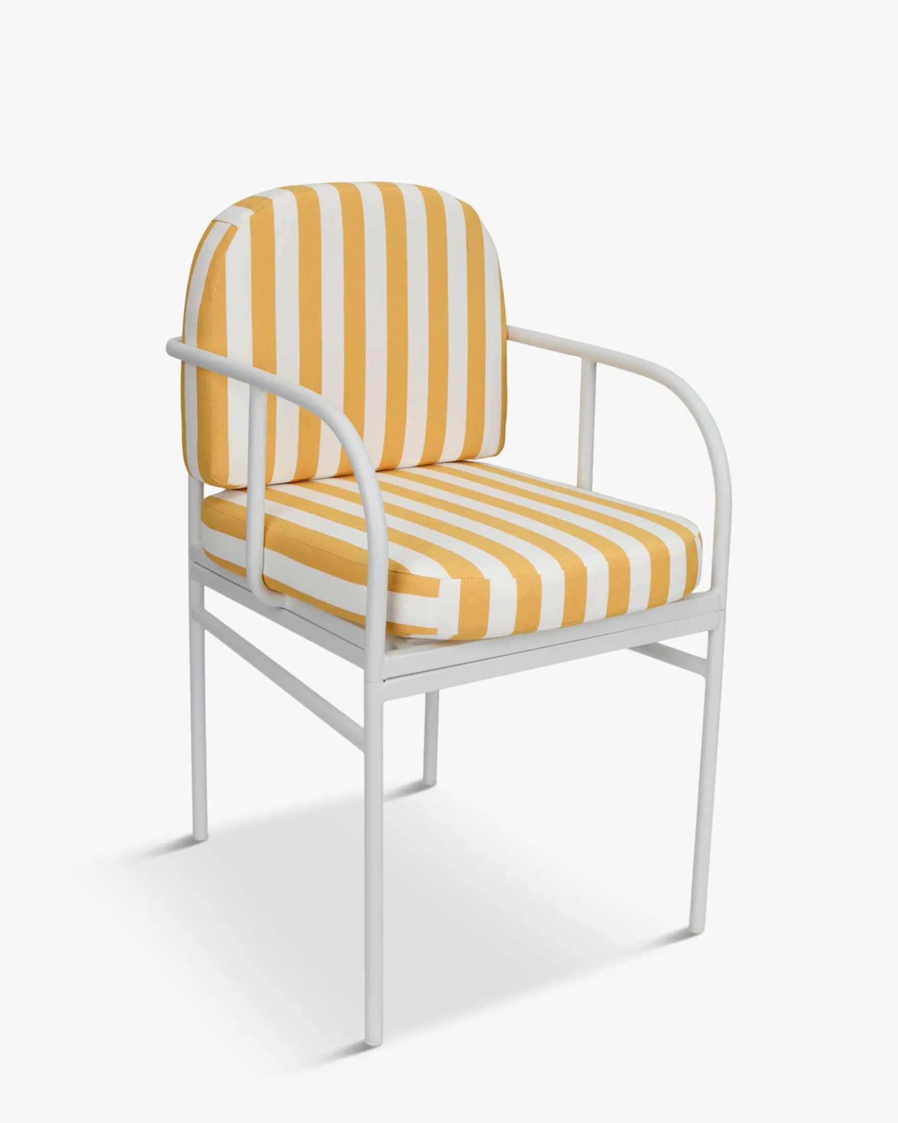 Chaise de jardin, Rayé jaune & métal blanc Lampedusa