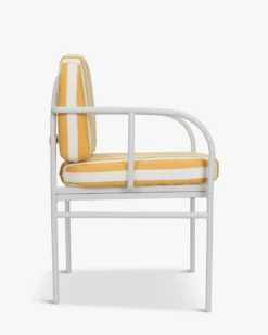 Chaise de jardin, Rayé jaune & métal blanc Lampedusa