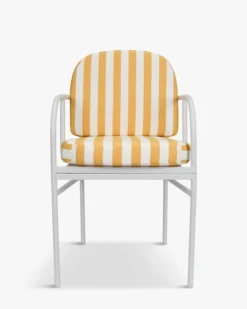 Chaise de jardin, Rayé jaune & métal blanc Lampedusa