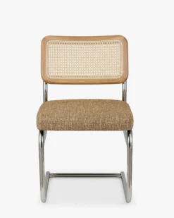 Chaise design, Tweed Marron Ristretto, Cannage & Métal Chromé Uberto