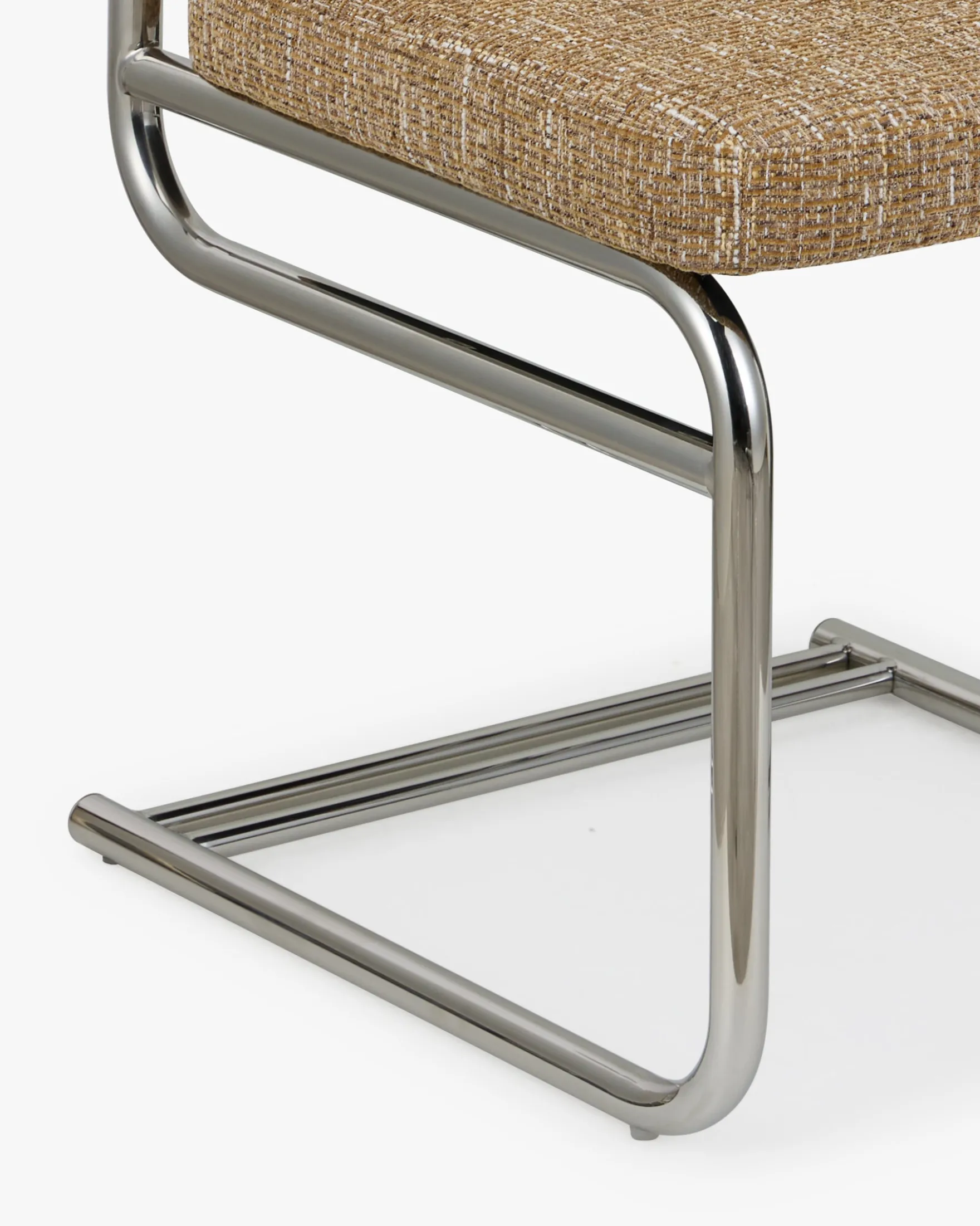 Chaise design, Tweed Marron Ristretto, Cannage & Métal Chromé Uberto