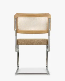 Chaise design, Tweed Marron Ristretto, Cannage & Métal Chromé Uberto