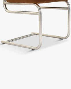 Chaise design, Velours Marron Caramel, Cannage & Métal Chromé Uberto