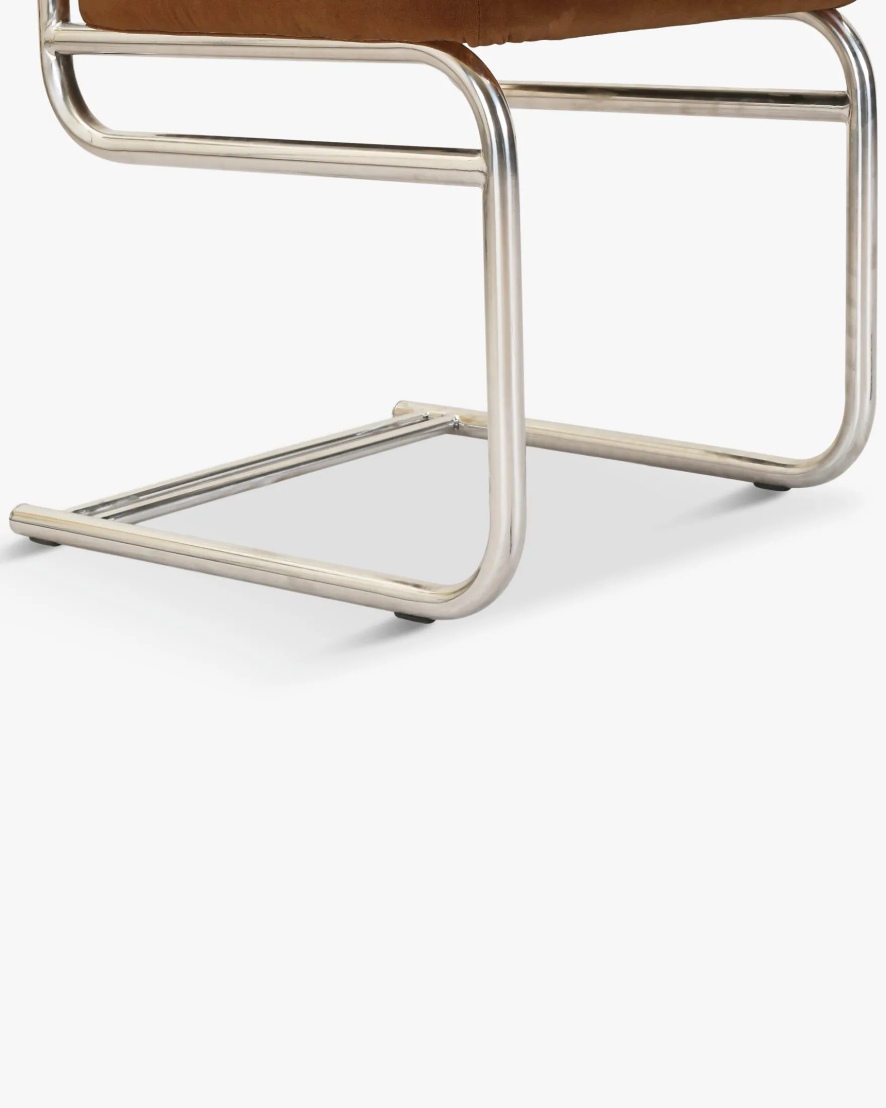 Chaise design, Velours Marron Caramel, Cannage & Métal Chromé Uberto