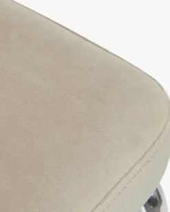 Chaise design, Velours Taupe Macadamia, Cannage & Métal Chromé Uberto