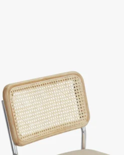 Chaise design, Velours Taupe Macadamia, Cannage & Métal Chromé Uberto