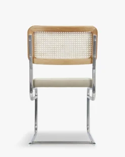 Chaise design, Velours Taupe Macadamia, Cannage & Métal Chromé Uberto