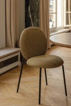 Chaise empilable, Tweed jaune miami & métal noir Blaze